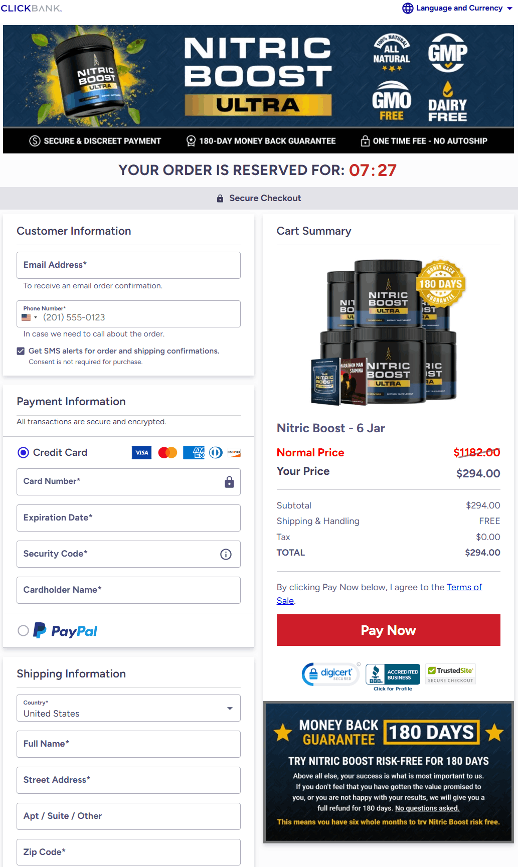Nitric-Boost-Ultra-Checkout-Payment-Page